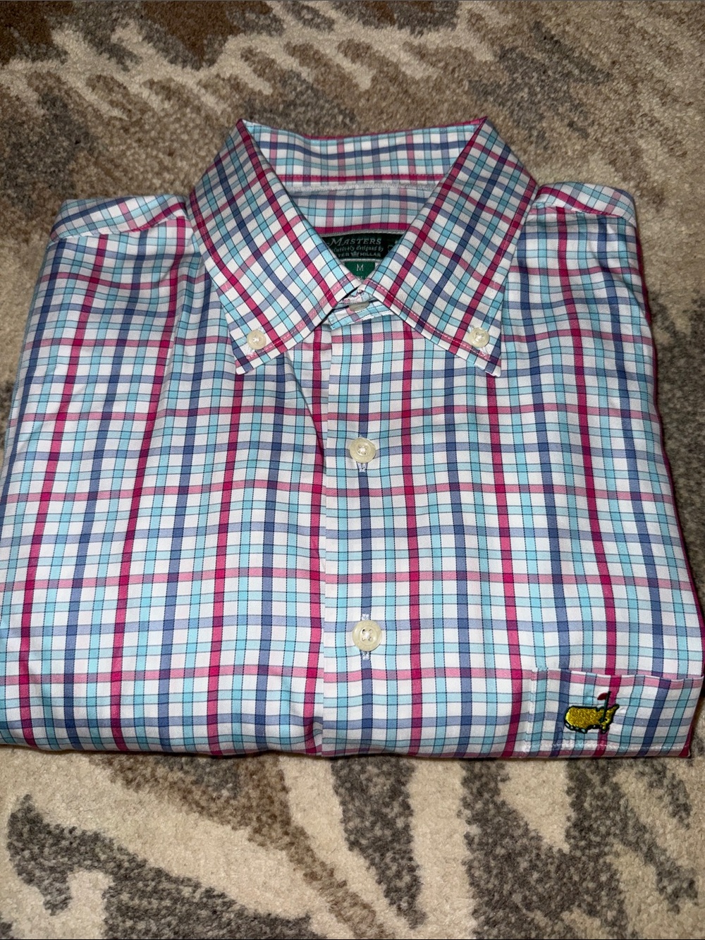 Masters Peter Millar Plaid Button-Down Shirt M
